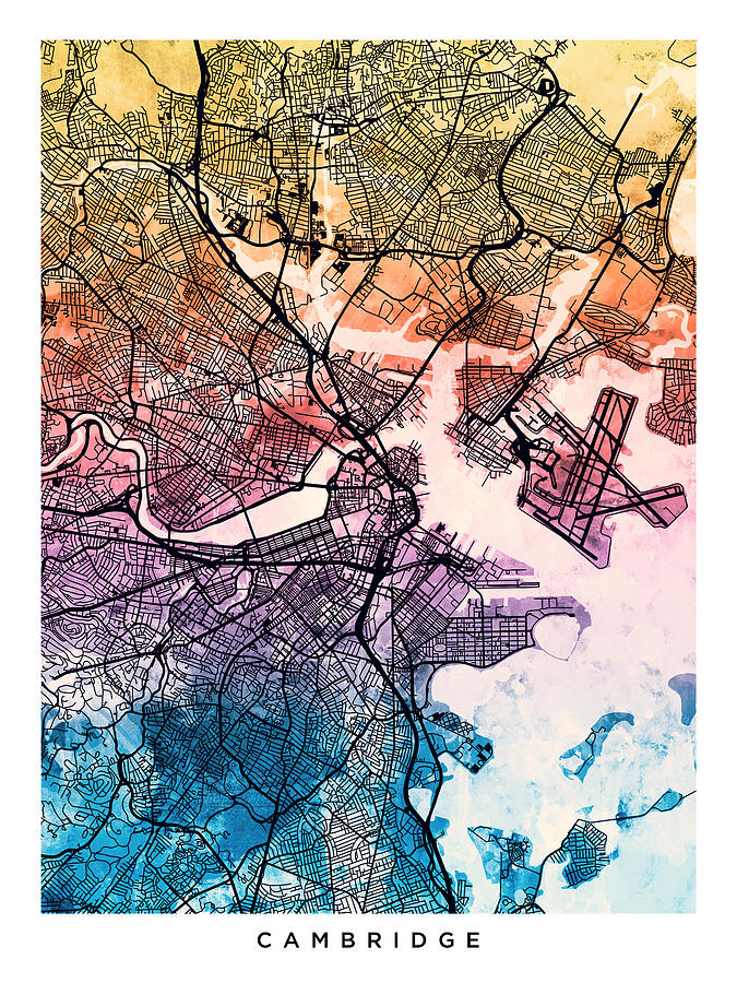 Cambridge Massachusetts Street Map Digital Art by Michael Tompsett