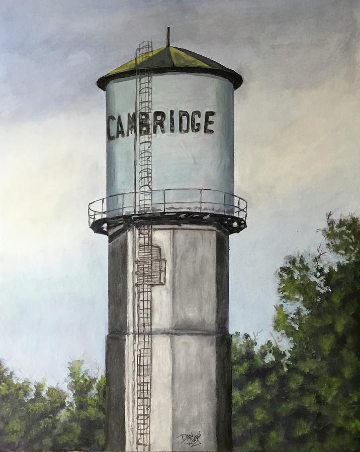 Cambridge Water Tower Painting by Dan Wagner