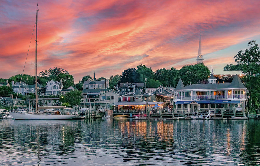Camden Harbor at Sunset Photograph by Marcy Wielfaert