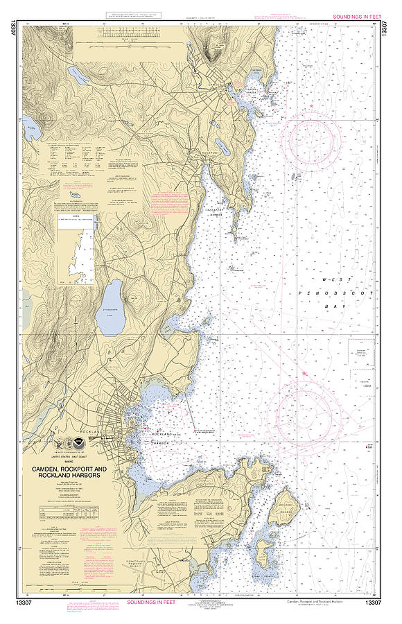 Camden-rockport And Rockland Harbors, Noaa Chart 13307a Digital Art by ...