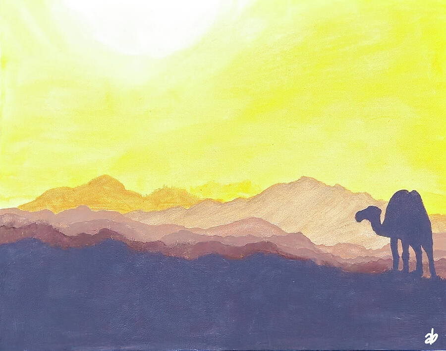 Mountain Painting - Camel at Sunset by Angela Brunson