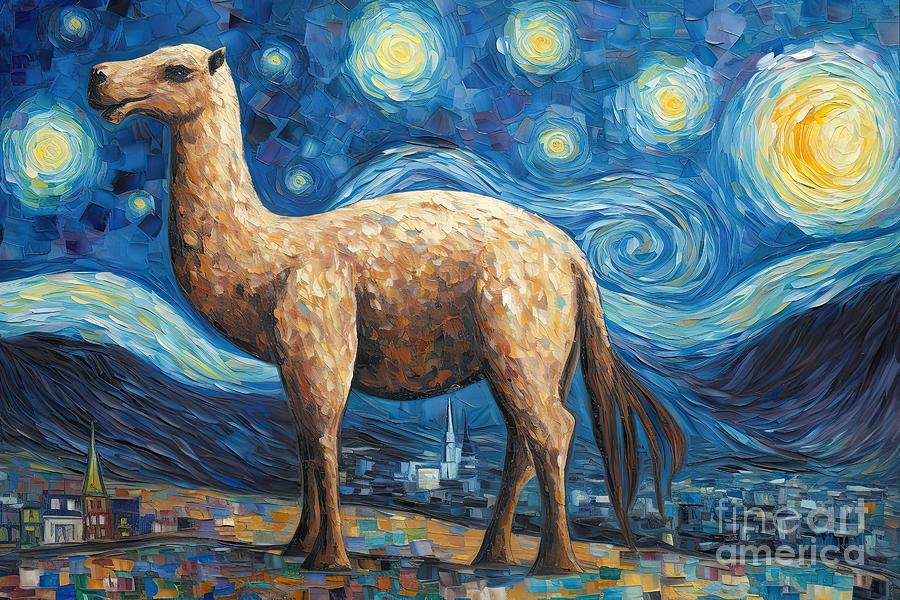 Vincent Van Gogh Painting - Camel Starry Night  by N Akkash