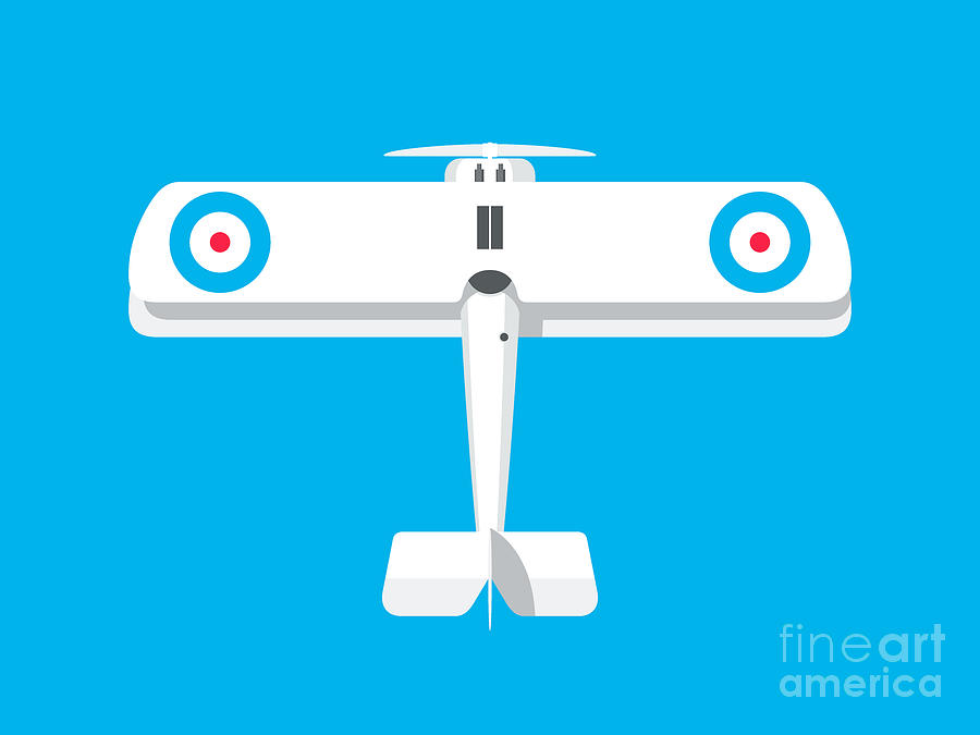 Aircraft Digital Art - Camel WWI Biplane Aircraft - Landscape Cyan by Organic Synthesis Aircraft Digital Art - Camel WWI Biplane Aircraft - Landscape Cyan by Organic Synthesis