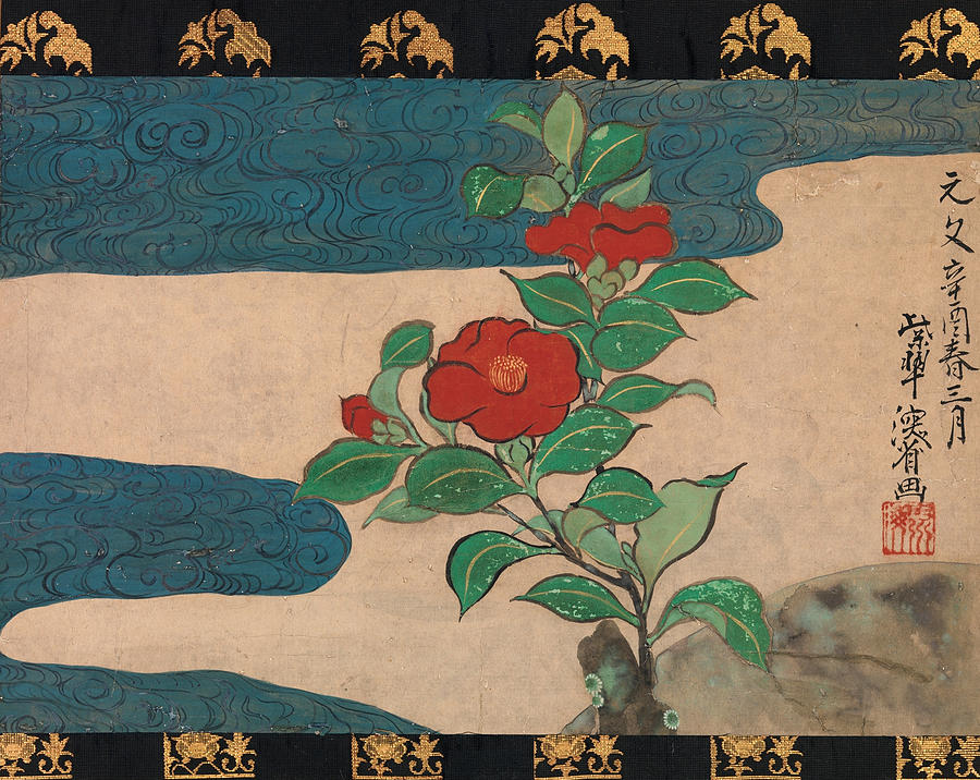 Camellia by Water Painting by In the Style of Ogata Kenzan