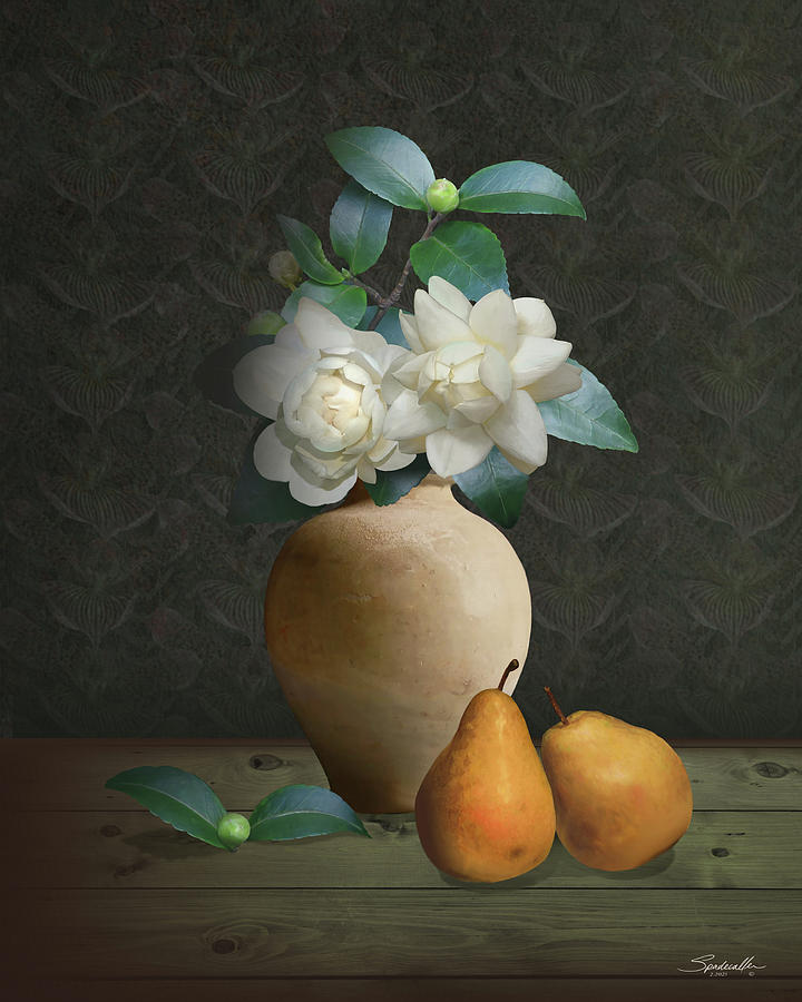 Camellia Flowers and Pears Digital Art by Spadecaller