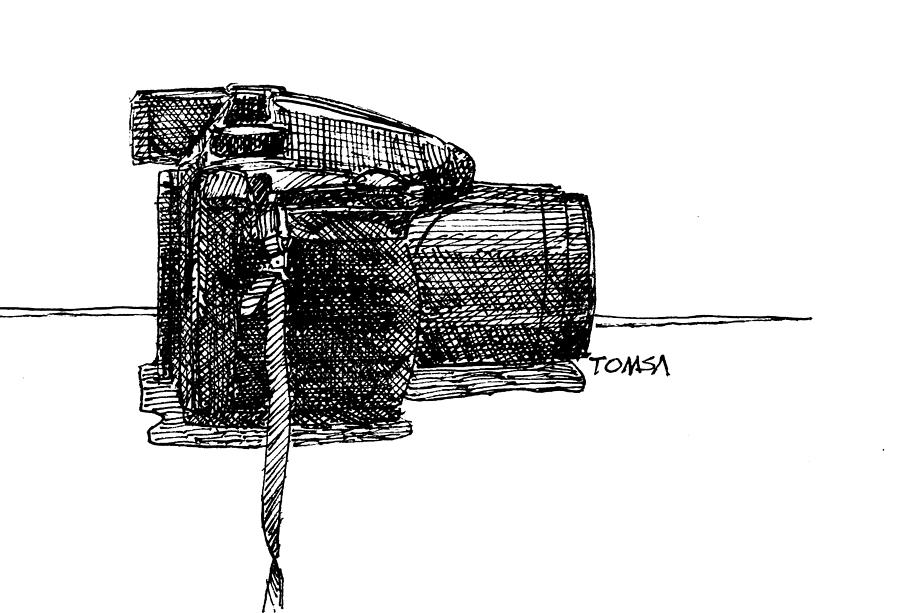 Camera in Profile Drawing by Bill Tomsa