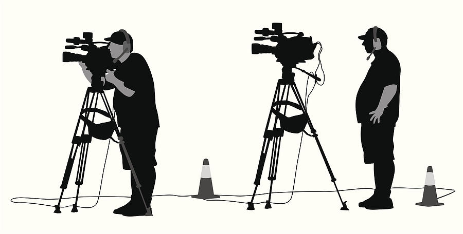 Camera Man Vector Silhouette Drawing by A-Digit