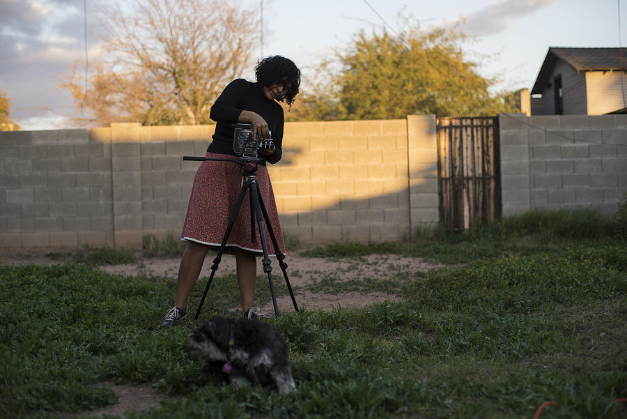 Camera operator and director in backyard Photograph by Scott Zdon