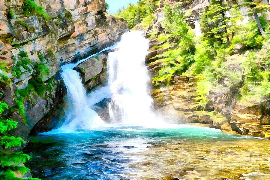 Cameron Falls, Alberta Digital Art by Joseph Hendrix
