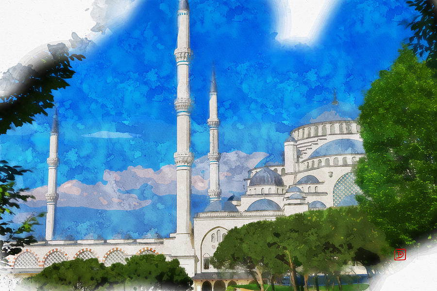 Cami Architecture Ornament Islam watercolor Painting by Celestial Images