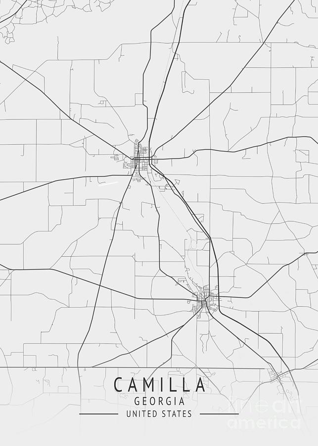 Camilla Georgia Us Gray City Map Digital Art By Tien Stencil 3443