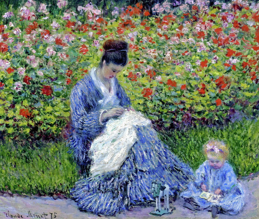 Camille Monet And A Child By Claude Monet Painting