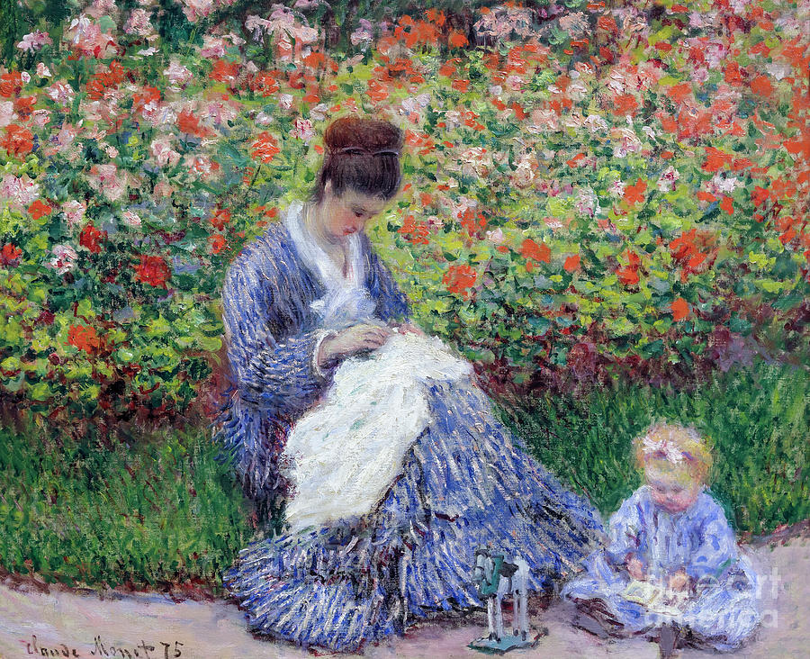 Claude Monet Photograph - Camille Monet and a Child in the Artists Garden in Argenteuil,  by Kate Kimber