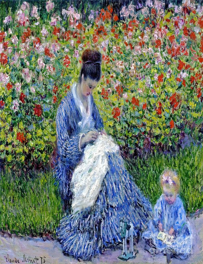 Camille Monet and a Child in the Artists Garden Painting by Jacob Evie ...