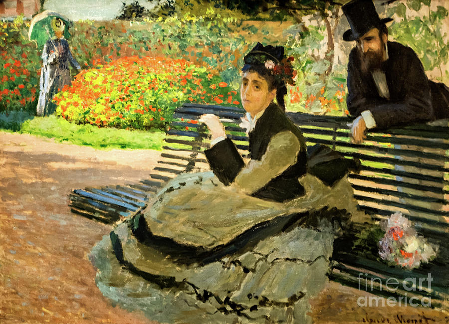Camille Monet on a Garden Bench 1873 by Claude Monet Painting by Claude Monet