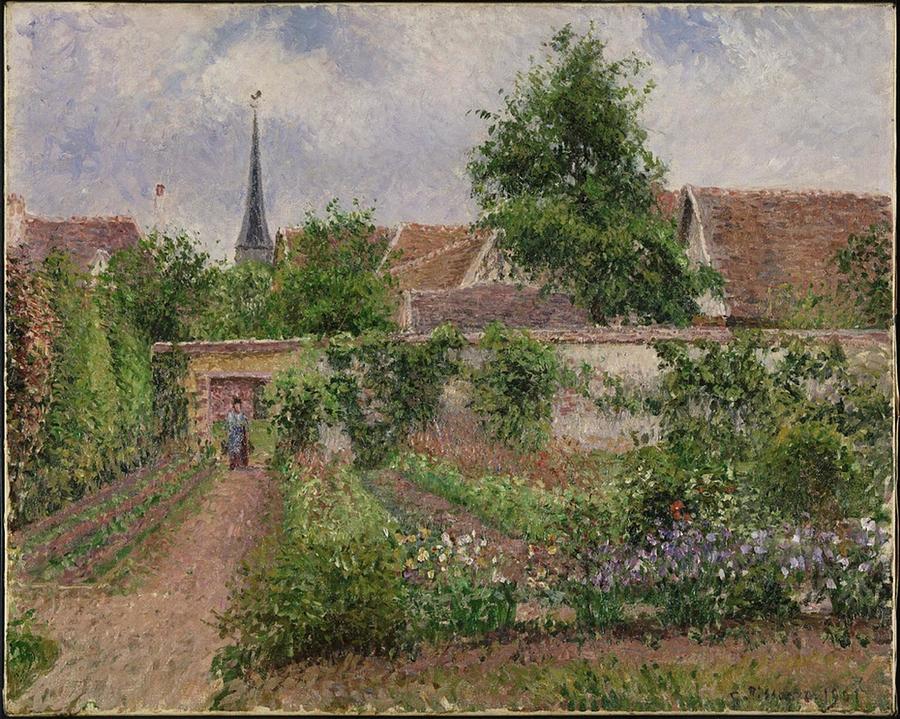 Vintage Painting - Camille Pissarro - Vegetable Garden, Overcast Morning, Eragny by Les Classics