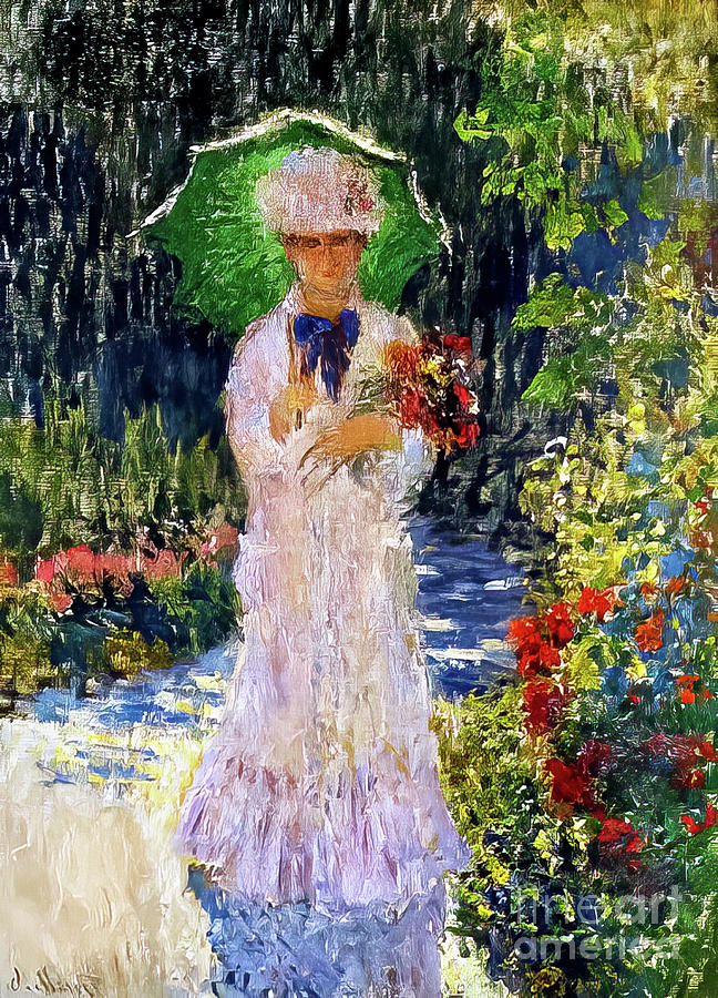 Camille With Green Parasol by Claude Monet 1876 Painting by