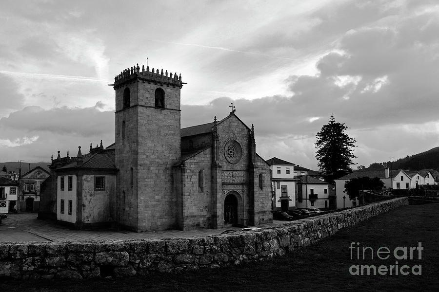 Caminha parish church black and white Portugal Photograph by James Brunker