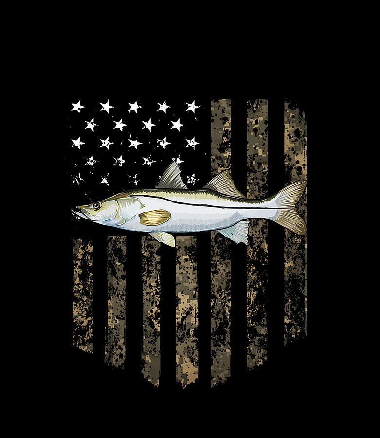 Camo American Flag Snook Fishing 4th Of July Digital Art by Quynh Vo