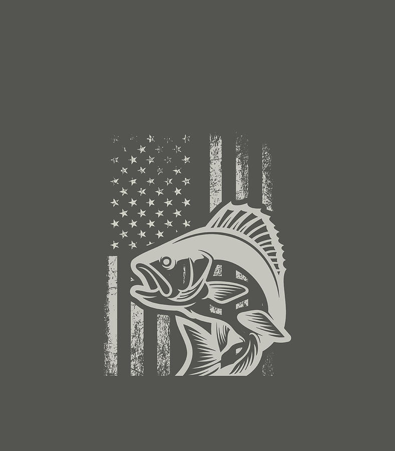 Camo Fishing Shirt Men Boys American Flag Bass Fishing Digital Art
