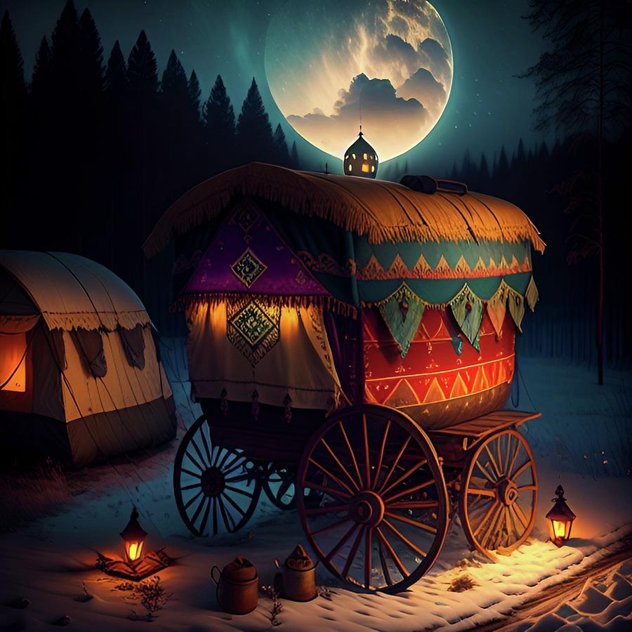 Camp Beneath The Full Moon Digital Art By Lora Duguay Fine Art America