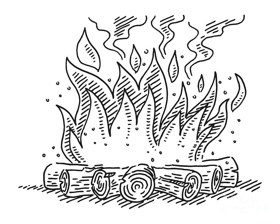 Camp Fire Symbol Drawing Drawing by Frank Ramspott - Fine Art America