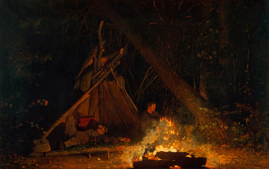 Camp Fire - Winslow Homer - 1880 Painting by War Is Hell Store