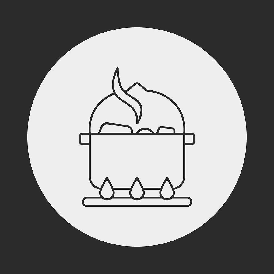 Camp Pot Line Icon Drawing by Vectorchef