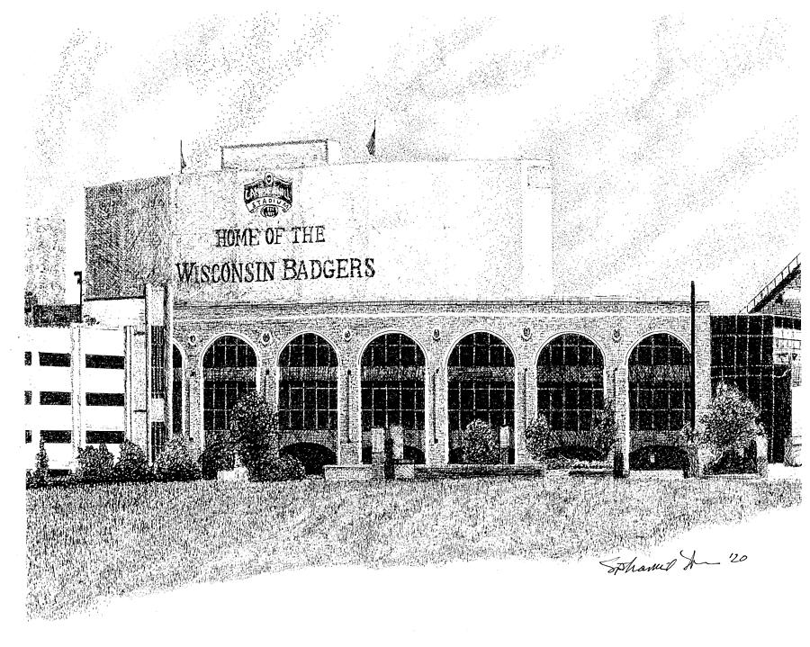 Camp Randall Stadium, University of Wisconsin, Madison,  Drawing by Stephanie Huber