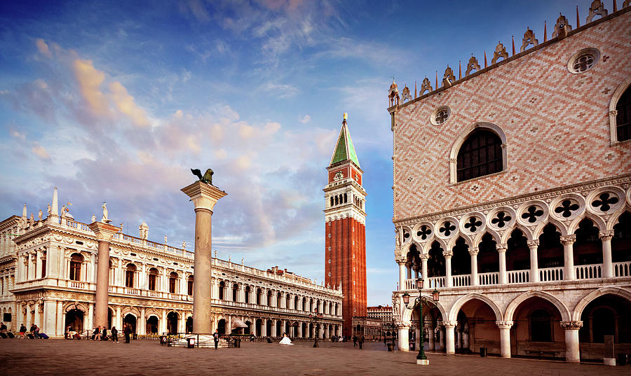 Architecture Photograph - Campanile and Doges Palace - Venice by Barry O Carroll
