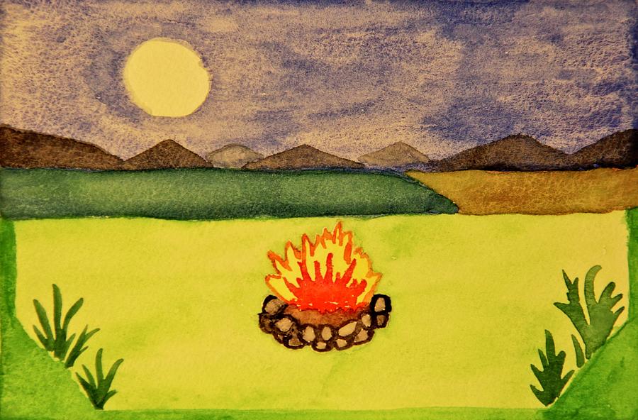 Campfire Rest Time Painting by Karen Nice-Webb