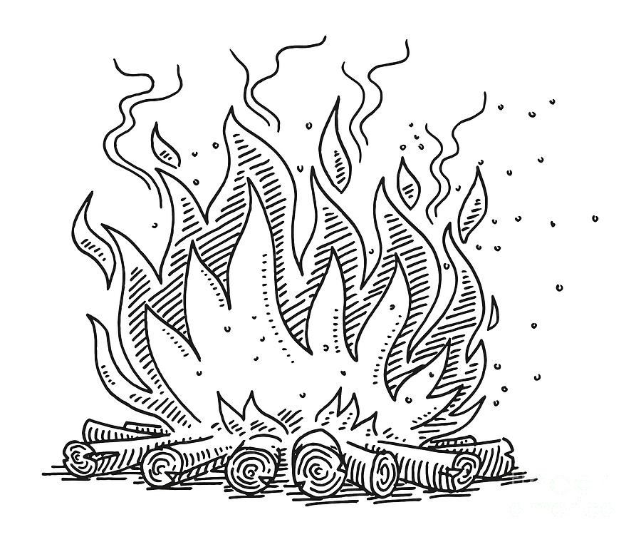 Campfire Symbol Drawing Drawing by Frank Ramspott - Fine Art America