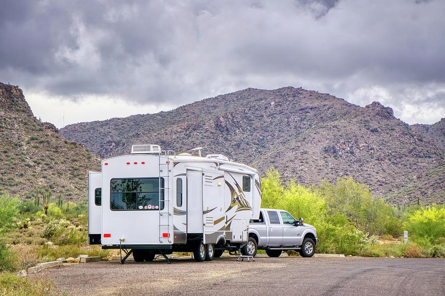 Campgrounds in the White Tank Mountain State Park Near Phoenix Arizona Photograph by Kenneth Roberts