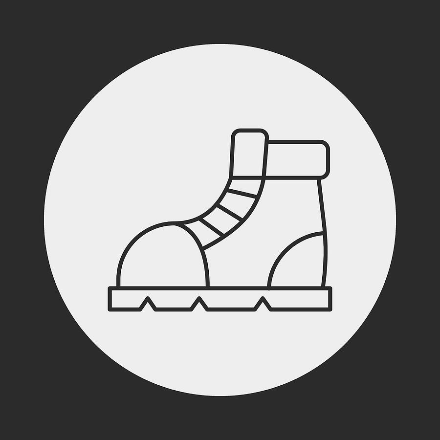 Camping Boot Line Icon Drawing by Vectorchef