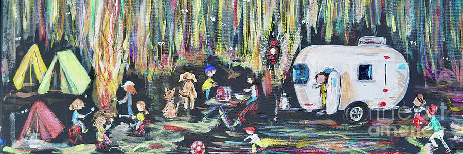 Camping Fun Camper wide Painting by Patty Donoghue