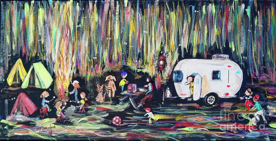 Dog Painting - Camping Fun rv camper by Patty Donoghue