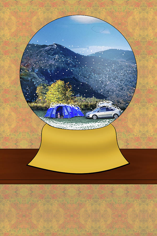 Camping In A Snowglobe Digital Art By Grace Joy Carpenter - Fine Art ...