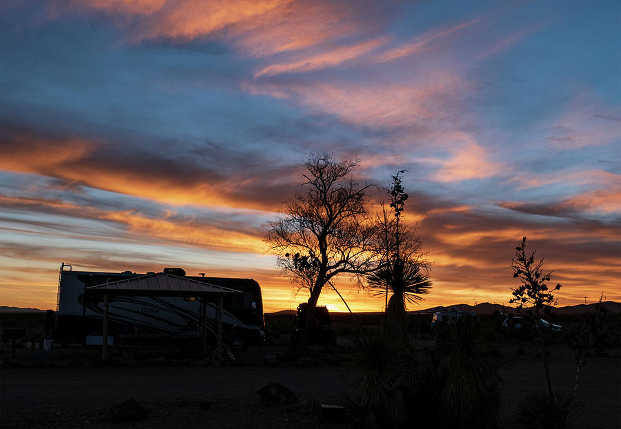 Camping in the Desert at Sunset Photograph by Sandra Js