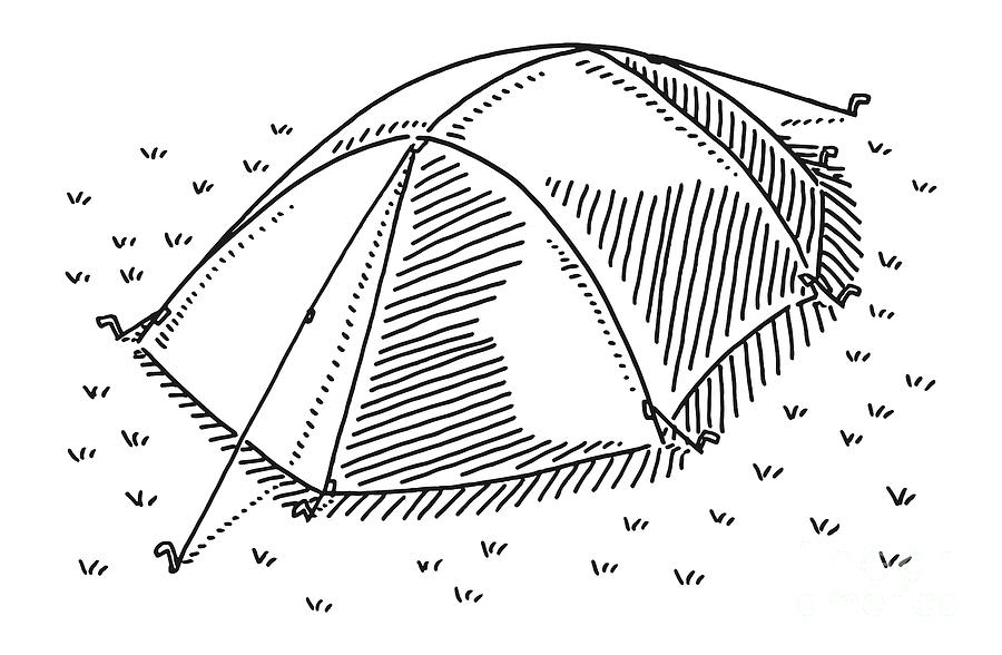 Camping Tent Drawing Drawing by Frank Ramspott | Fine Art America