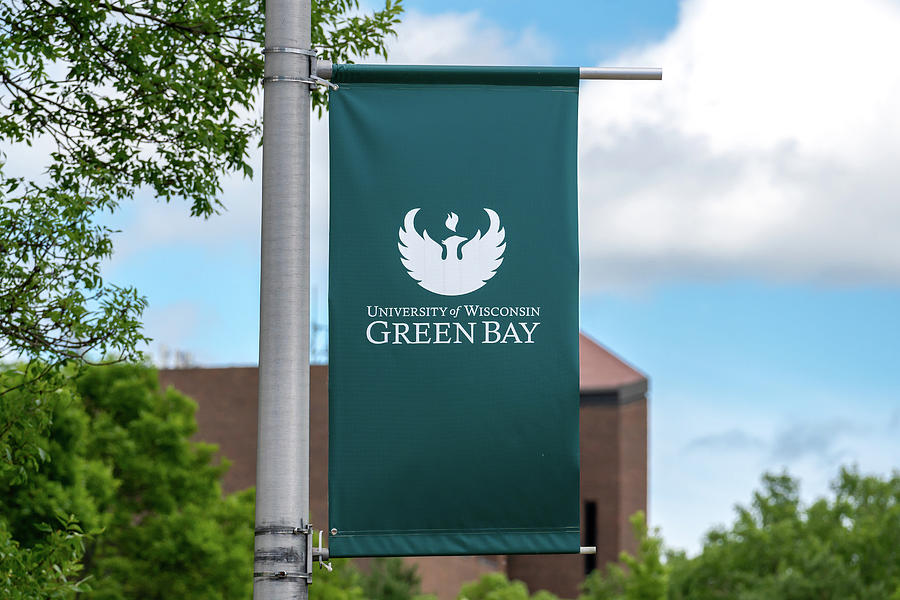 Flag Photograph - Campus Banner for the University of Wisconsin-Green Bay by Ken Wolter