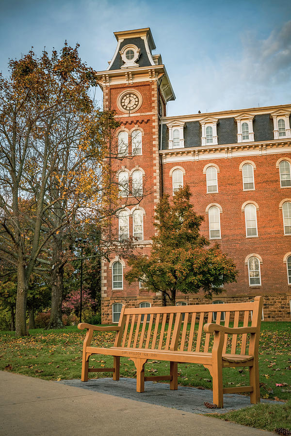 Campus Bench And Old Main - University Of Arkansas Photograph by Gregory Ballos