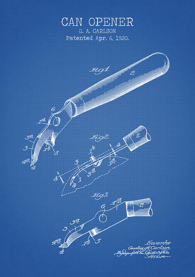 Can opener blue patent Digital Art by Dennson Creative - Fine Art America