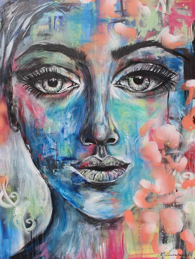 Portrait Mixed Media - Can you see me by Claudia Gantenbein Portrait Mixed Media - Can you see me by Claudia Gantenbein