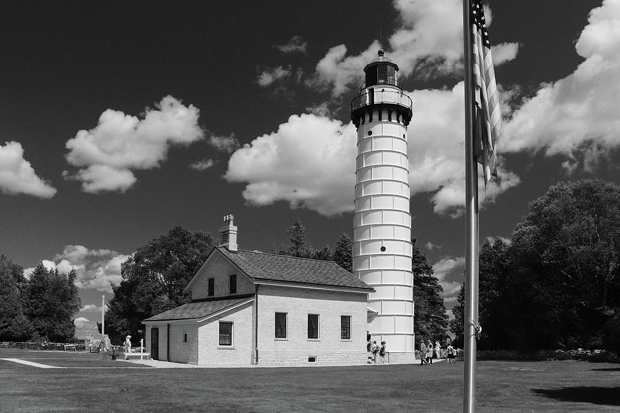 Cana Island Light Station at 150 B W Photograph by David T Wilkinson