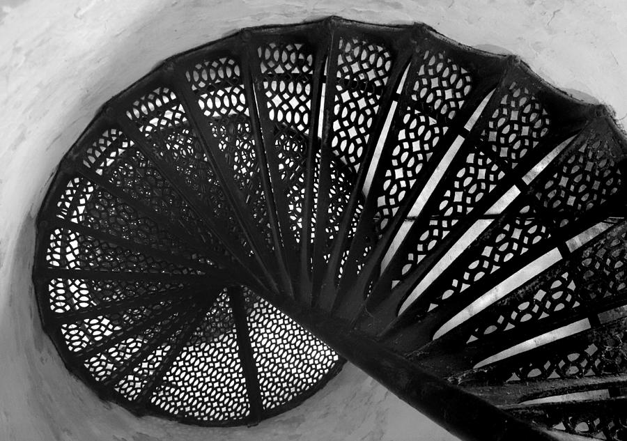 Cana Island Lighthouse Staircase BW Photograph by David T Wilkinson