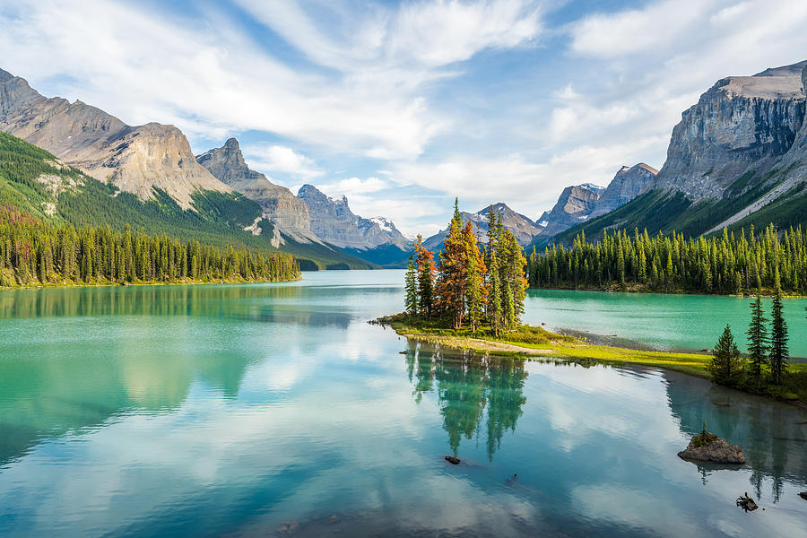 Canada, Alberta, Jasper National Park, Maligne Lake and Spirit Island Photograph by Francesco Riccardo Iacomino