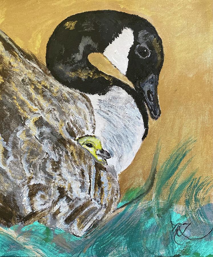 Canada Goose and Gosling Painting by Melody Fowler