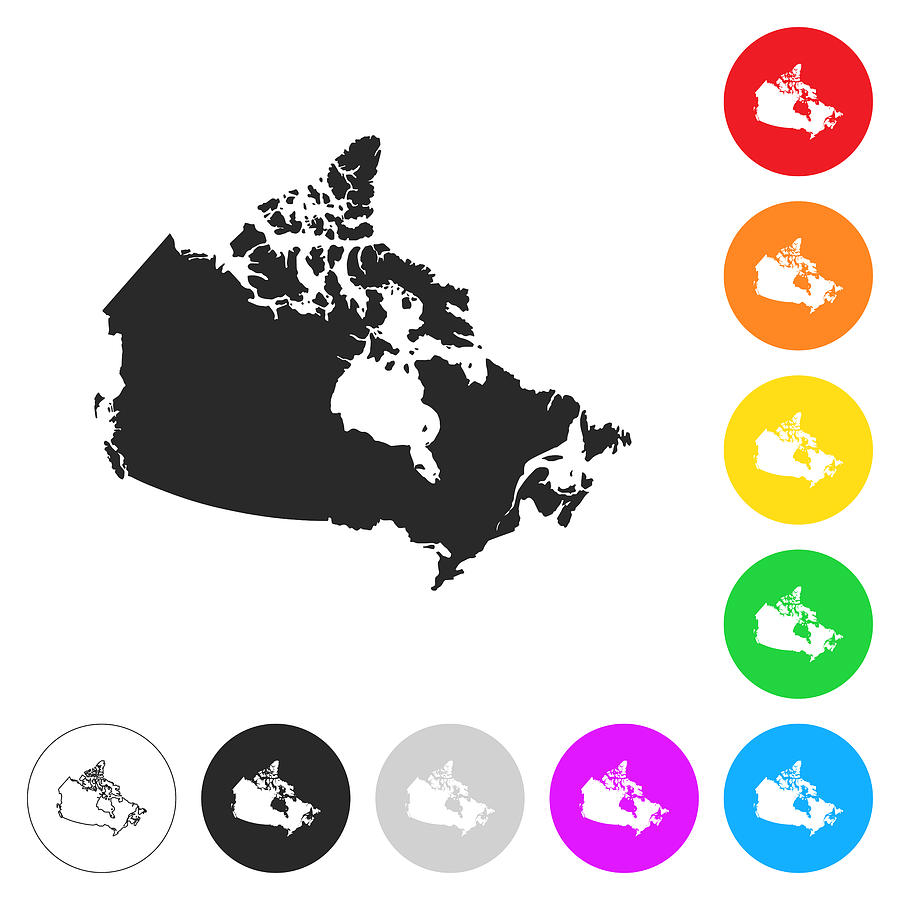 Canada map - Flat icons on different color buttons Drawing by Bgblue