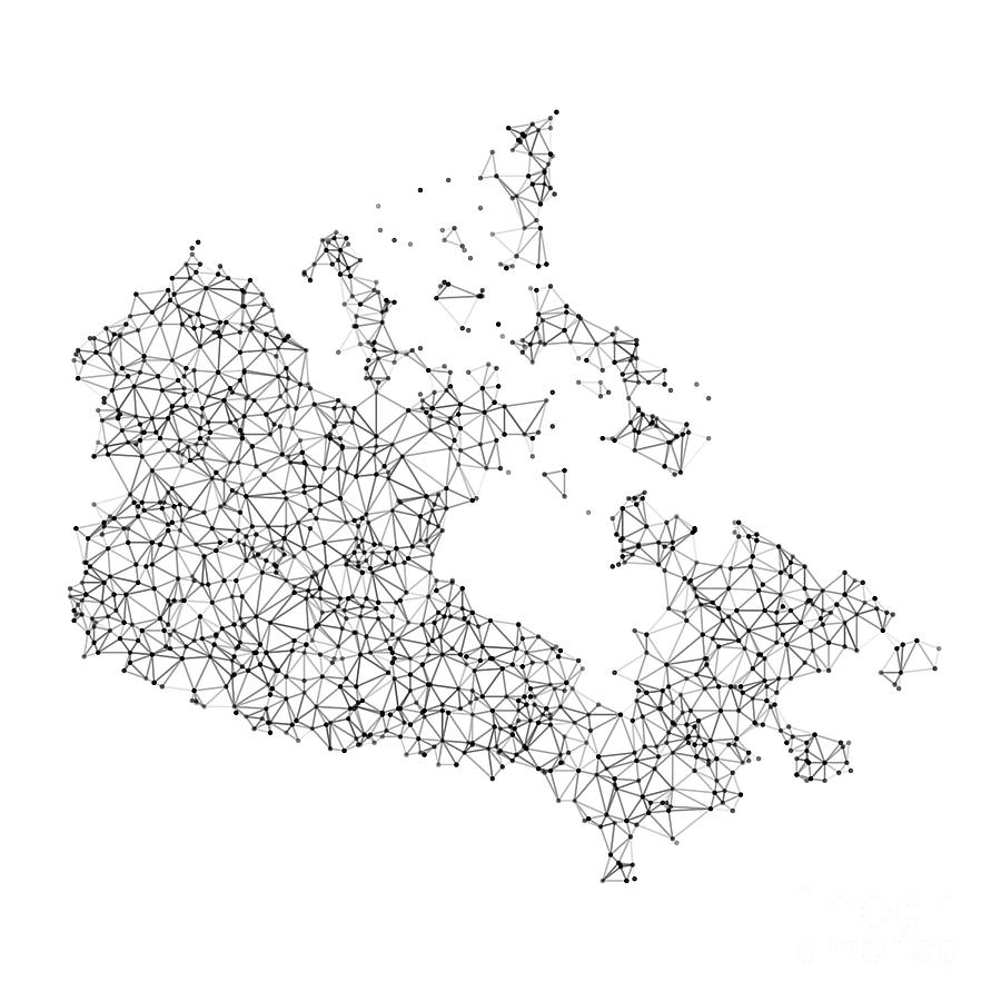 Canada Map Network Black And White Digital Art by Frank Ramspott ...