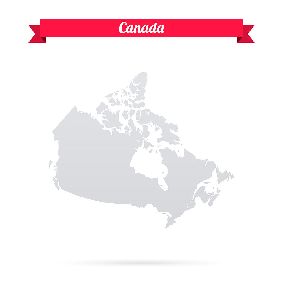 Canada map on white background with red banner Drawing by Bgblue